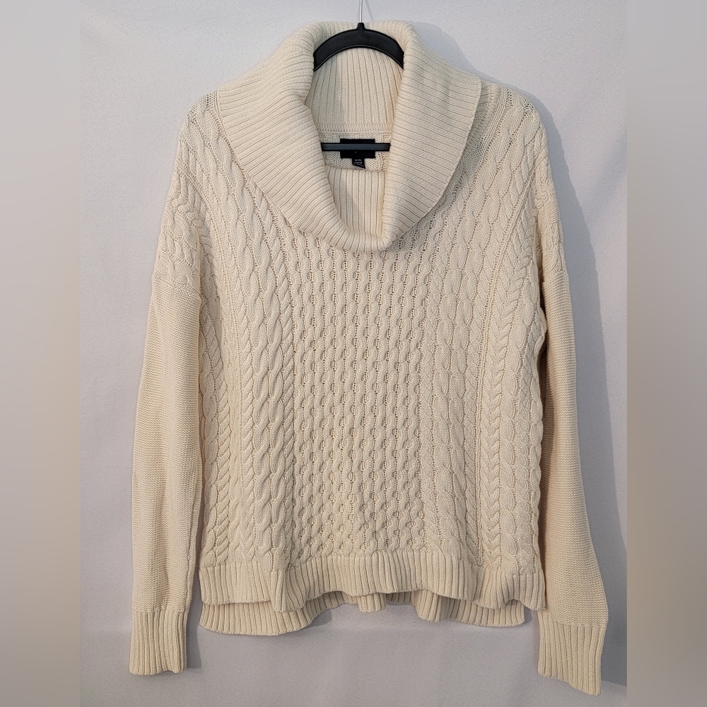 American Eagle Outfitters Ivory Cable Knit Cowl Neck Sweater XL